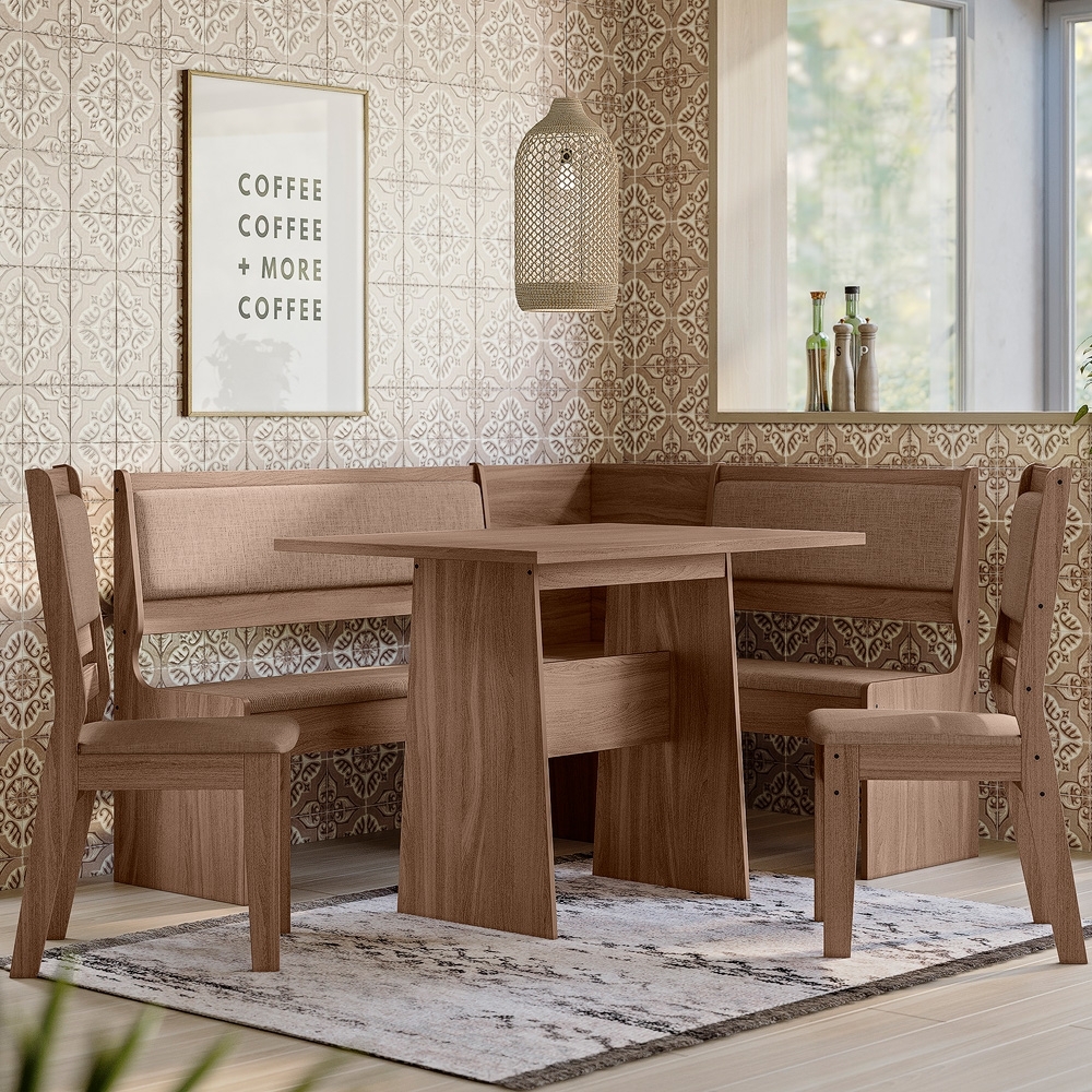 Conjunto Mesa Sala de Jantar Canto Alemão Afrodite Amêndoa 07C ...