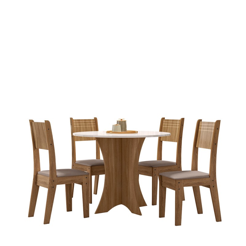 Conjunto Sala de jantar Yara 0,90 com 04 Cadeiras Cedro Gold 06C